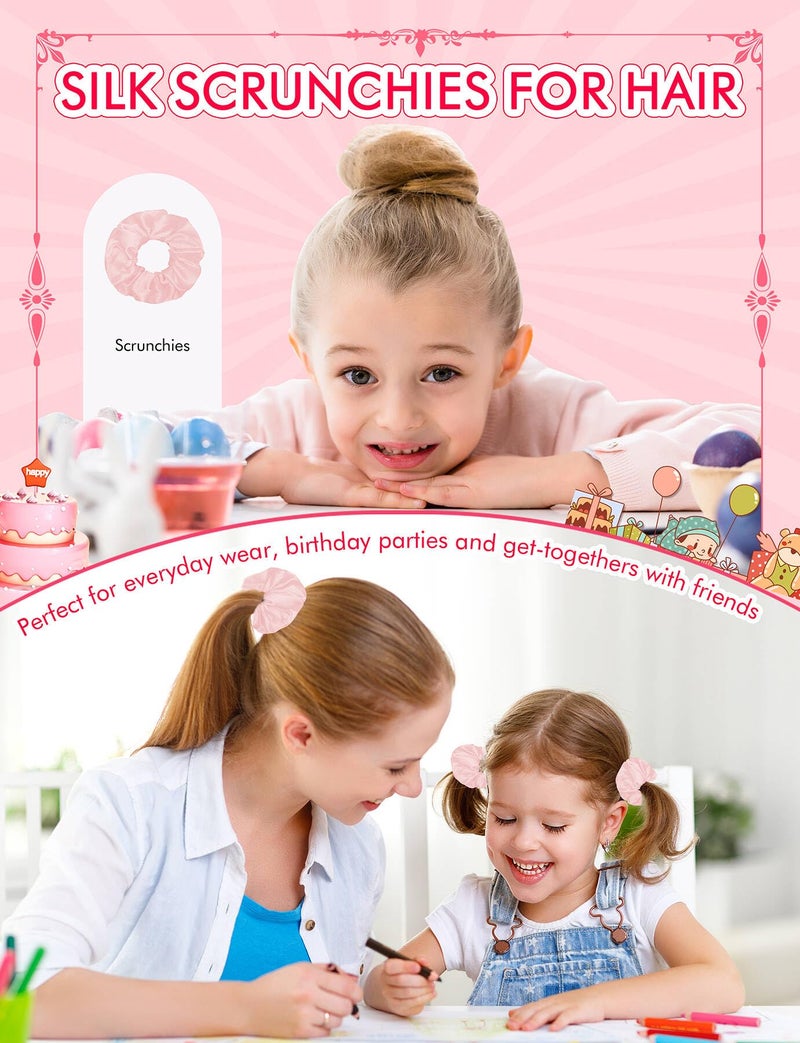 EPLAZA Kids Girls Satin Robe with Hair Band Eye Mask for Birthday Spa Bridal Party Flower Girls Wedding Robes Kimono (Pink, Tag 12) - Image 4